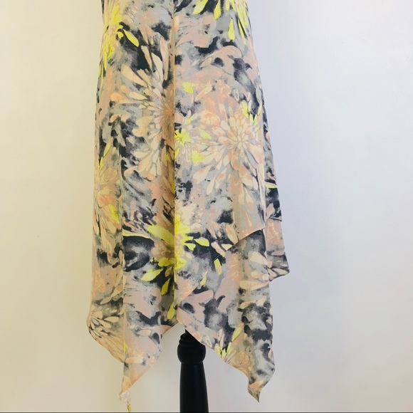 BCBGMaxAzria Clarissa Floral Asymmetric Hem Cocktail Dress Yellow Sz 6 - Picture 7 of 9